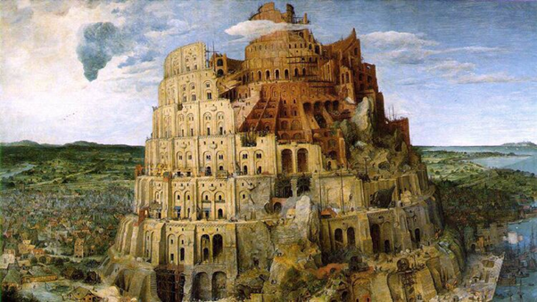 « La Tour de Babel », Pieter Bruegel, dit Bruegel l’Ancien, 1563. Huile sur panneau de bois de chêne, 114 × 155cm, Kunsthistorisches Museum, Vienne.